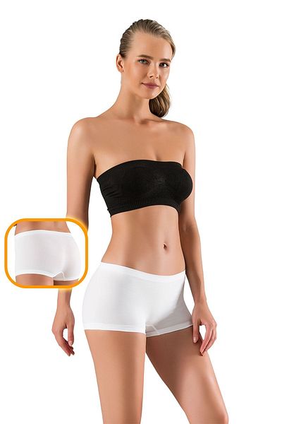 MODANTY Γυναικείο λευκό κοντό σορτς Boxer Seamless χωρίς ραφή πλεκτό Shaper Shaper Άνετη υφή