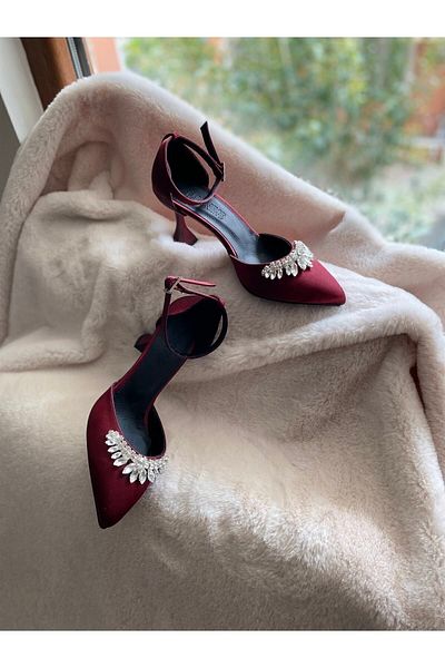 LADİESHOE Ls Stoned Women's Shoes Karnıyarık Claret Red
