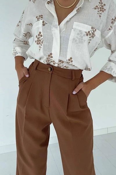 byhaziran butik Elvis Дамски панталон Palazzo Oversize от плисиран плат