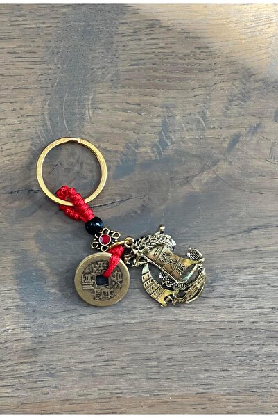 Miamantra سلسلة مفاتيح فنغ شوي رمز الثروة الذهبية والحظ الصيني مع عملة معدنية