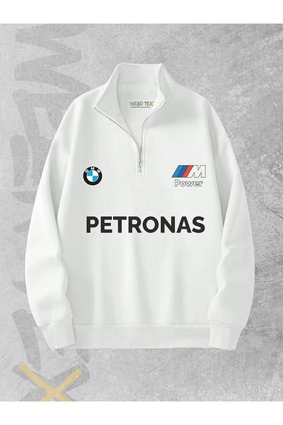 WEARTEX Bmw Petronas Printed Half Zipper 3 Thread Sweatshirt
