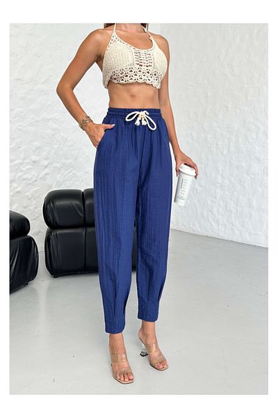Elif Özbey Butik Pantaloni plisați bleumarin