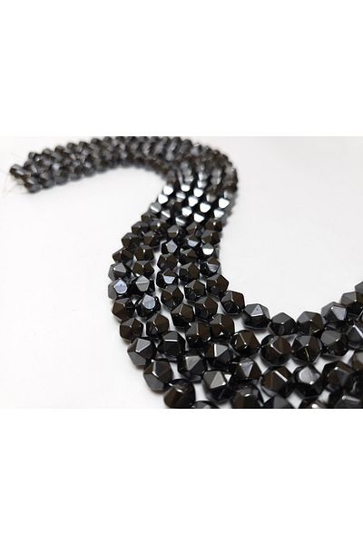 Yüksel Boncuk 9 mm Anthracite Hematite - Σειρά από φυσική πέτρα κοπής πρίσματος