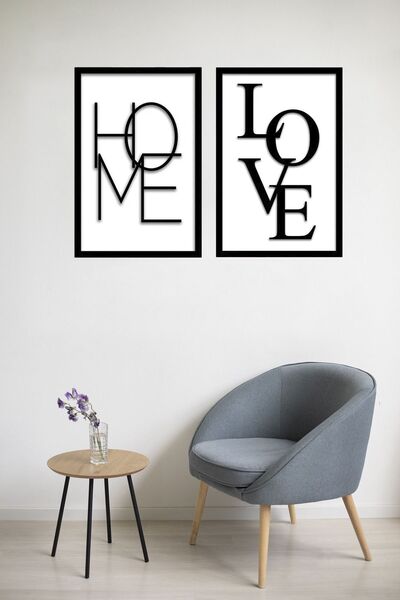 Step and Maker Strat dublu (3D) „Set dublu „Home & Love” - Pictură MDF cu cadru din lemn