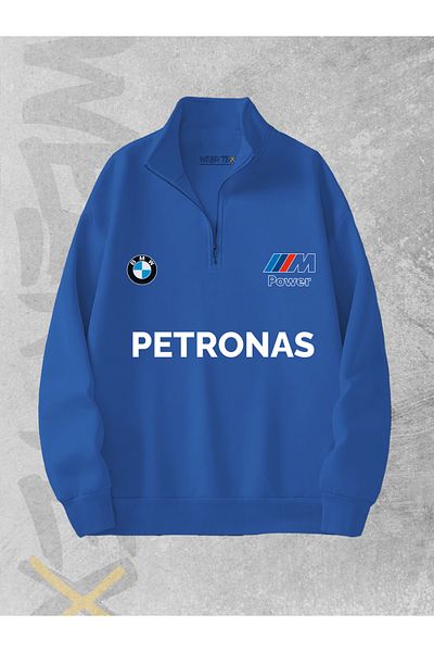 WEARTEX Bmw Petronas Printed Half Zipper 3 Thread Sweatshirt