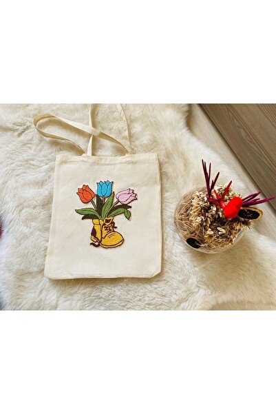 NEŞELİ HOME Punch işleme bez çanta,ayakkabı saksı deseni 35x40