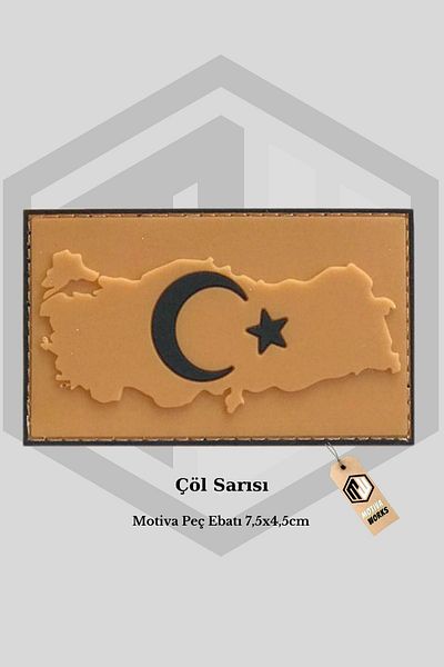 Motiva 7,30x4cm Model Turkish Flag - Veç Flag Desert Yellow with Velcro and Map