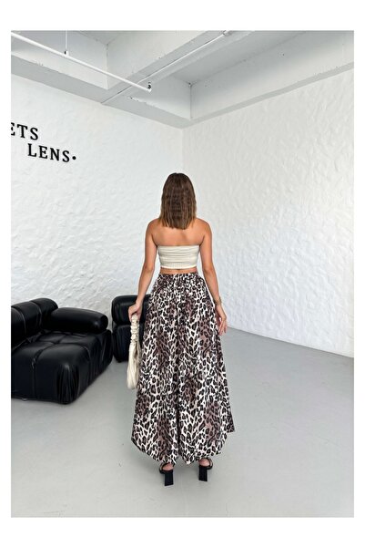 Elif Özbey Butik Сукня з леопардовим принтом і рукавами-ліхтариками - Bel Lastikli