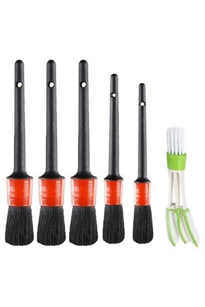 Roichil 5 in 1 Detailed Vehicle and Auto Cleaning Care Brush Set with Soft Bristles