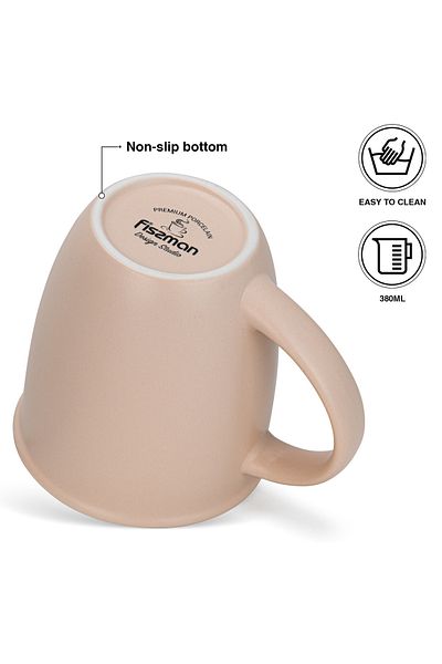 Fissman 2-Piece Printed Coffee Mug 380mL ''LITTLE STAR'', Ceramic Coffee Mug with Handle