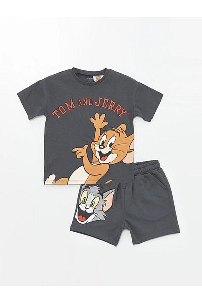 LC Waikiki LCW Baby Crew Neck Tom and Jerry Printed T-Shirt and Shorts 2 Pieces Set for Baby Boy