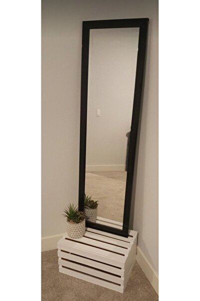 MİRRORSS Siyah Ahşap Çerçeve Duvar Hol Ayna Siyah121x37
