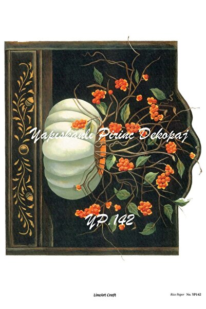 LİNEART Yp142 - زخرفة نحاسية ذاتية اللصق بنمط اليقطين والزهور 29*42