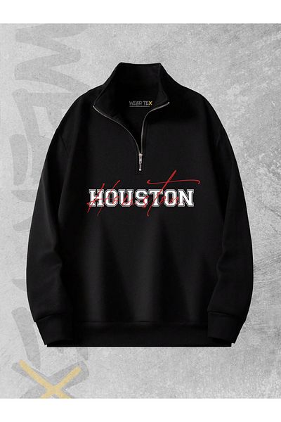 WEARTEX Houston Printed - Half Zippered 3 Thread Sweatshirt