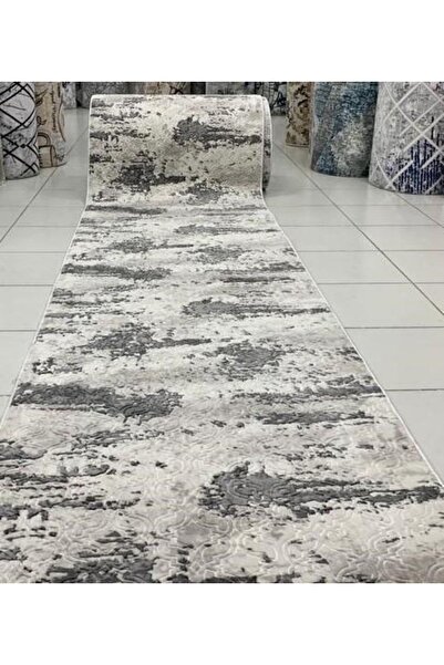 Dinarsu Embos Kaymaz Taban Yıkanabilir Kesme Yolluk Gri