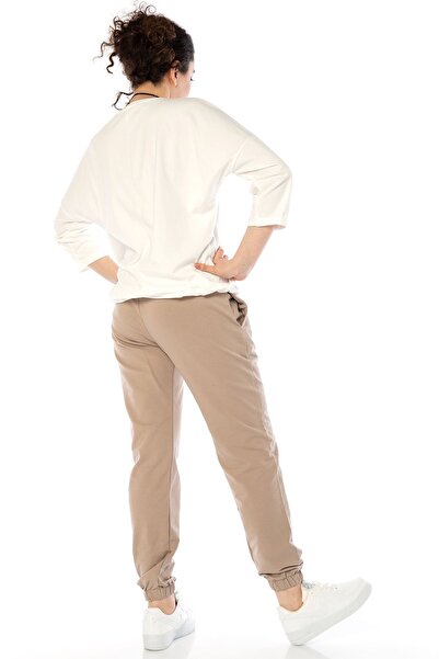 Limerence Γυναικεία αθλητική φόρμα Stone Color - Ελαστικά πόδια, δύο κλωστές