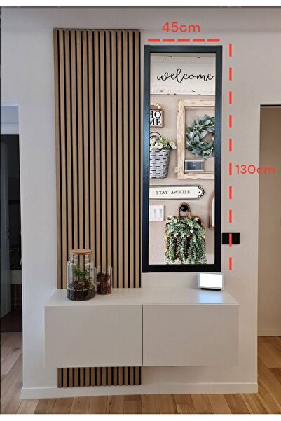 MİRRORSS Siyah Ahşap Çerçeve Boy Ayna Hol Antre Room 130x45