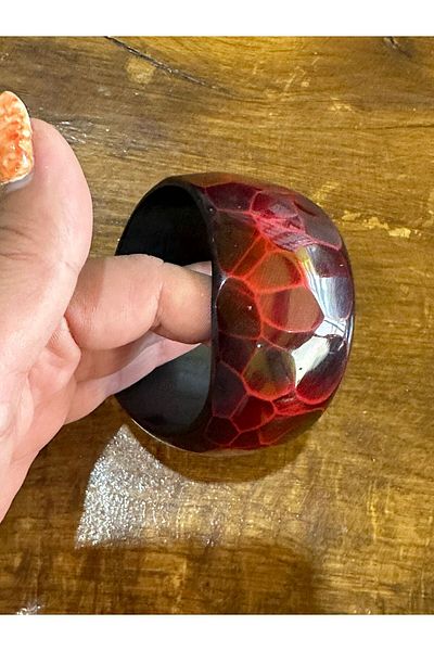 Gönülden Tasarım 7 cm Red Snake Pattern Women's Indian Bracelet