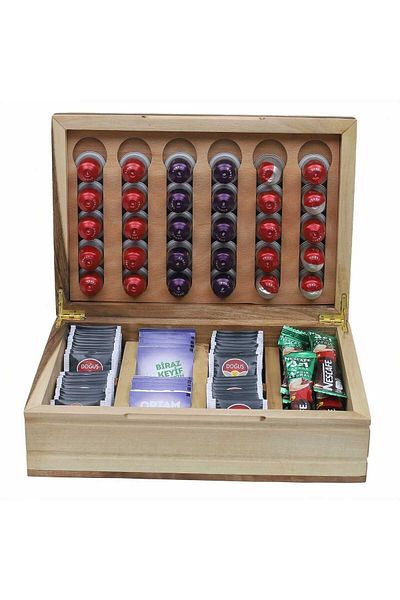 KOYMENWOODS Capsule Coffee Stand Nespresso & Jacobs Compatible Capsule Coffee and Tea Bag Box Walnut Wood