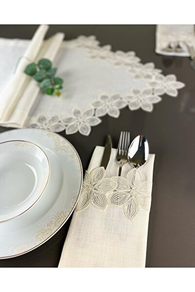 Nubu Atölye Perla Model Crem Guipur Dantela Gardenia Tesatura 12 Buc Linguri ...