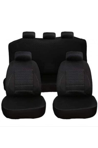 Genel Markalar Oto Koltuk Kılıfı Tam Set Üniversal Siyah Renk 8 Parça Araba K...