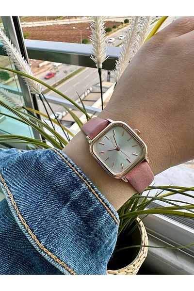 Spectrum Women's Gold Case Pink Strap Cord And Box Wrist Watch