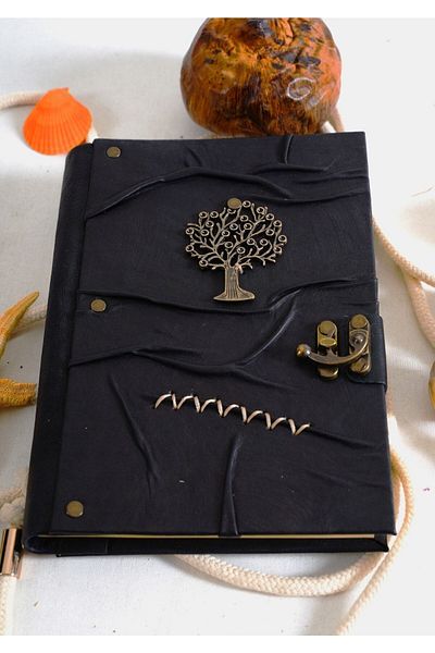 GUETTA Jurnal de însemnări din piele naturală realizat manual Şamua Paper Metal Tree of Life