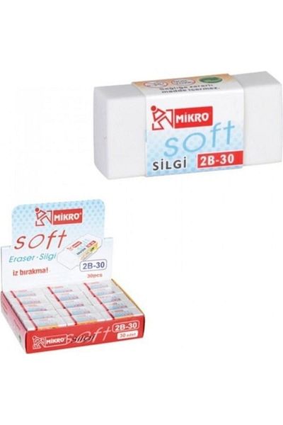 Mikro Soft 2b-30 White Eraser (30 Pieces Box)