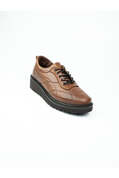 Voyager Tan Leather Women's Casual Shoes - 7667 Model
