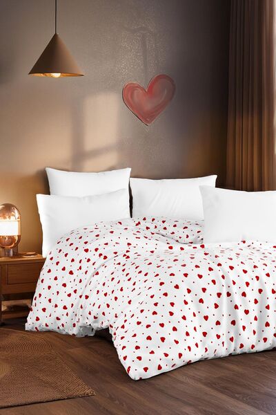 Lorien 160x220 Cm Heart Patterned Single Duvet Cover / Yogan Cover