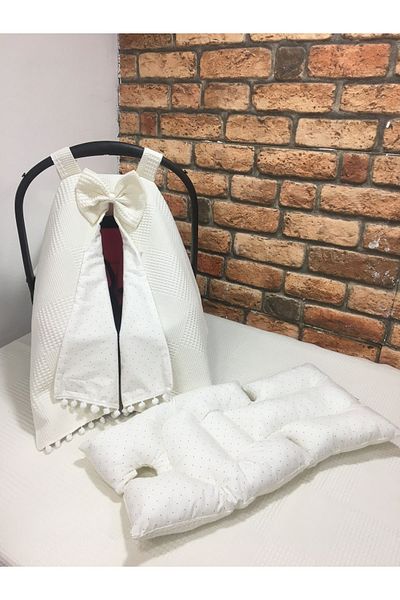 BUSEBABYHOME Cream Stroller Cover and Stroller Cushion Set of 2