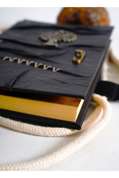 GUETTA Handmade Genuine Leather Daily Scrapbook Shamua Paper Metal Tree of Life