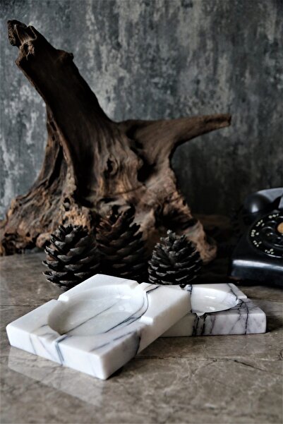 Voodo Concept 2 Cm Thickness White Marble Ashtray