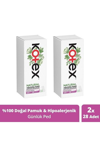 Kotex Natural 28-Piece Daily - Pack of 2
