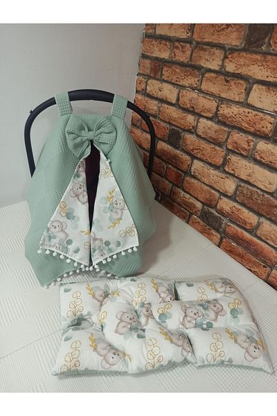BUSEBABYHOME Green Stroller Cover and Stroller Cushion Set of 2