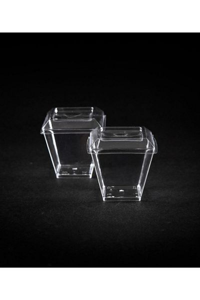 Kristal 120cc Acrylic Prism Cubic Bowl - **12**pcs with Lid
