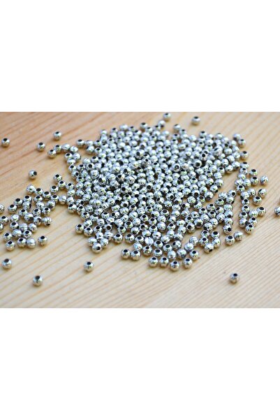 FlowerAksesuar 100 Adet - 3 mm Çizgili Dorika Boncuk, Metal Boncuk, Metal Des...