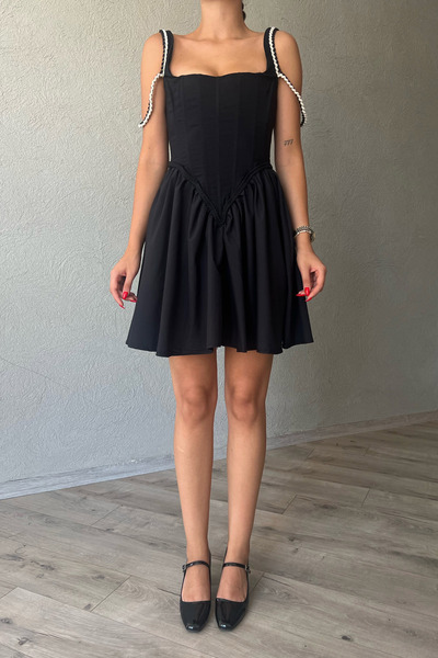 Seda Yalçın Atelier Ravello Black Dress with Corset Detail