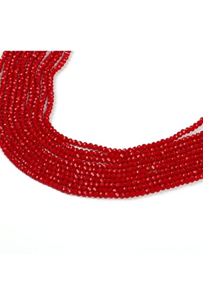 yfhobi 1 Dizi (40 CM - 90 ADET) - 4 Mm Yassı Kristal Cam Boncuk, Mat Koyu Kır...