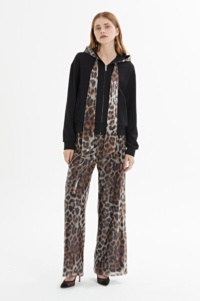 kı.we Leopar Desenli Siyah Hırka Pantolon Takım