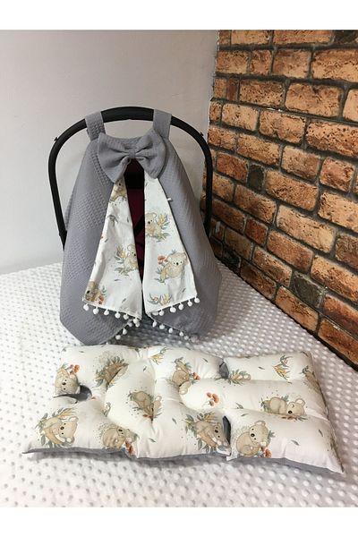 BUSEBABYHOME Gray Stroller Cover and Stroller Cushion Set of 2