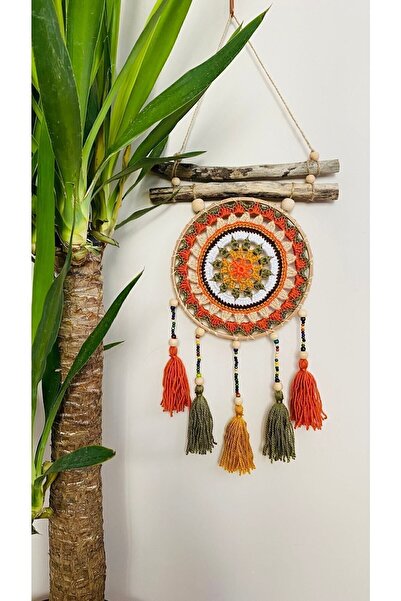 MakromeNis Düşkapanı Mandala Makrome Kapı Süsü Duvar Dekoru Nazarlık