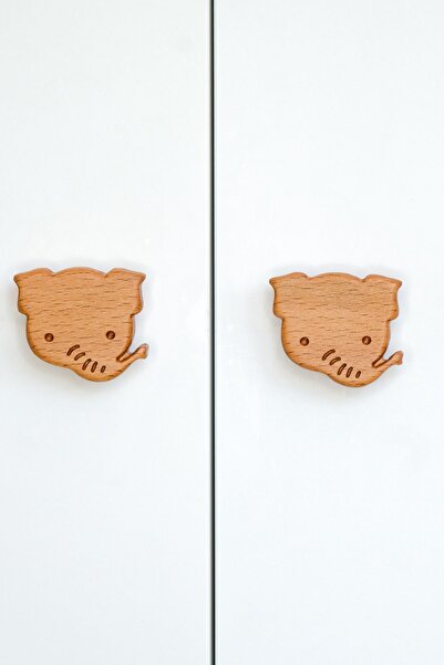 Üreet Elephant Pattern (2 Pcs) Baby Kids Room Wooden Furniture Cabinet Drawer...