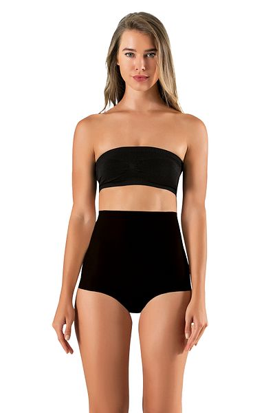 MODANTY Black High Waist Strengthening Corset - Seamless Laser Cut, Instant Thin Appearance Silicone