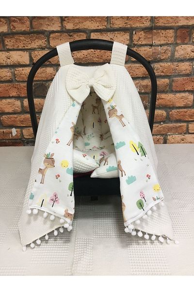 BUSEBABYHOME Cream Stroller Cover and Stroller Cushion Set of 2