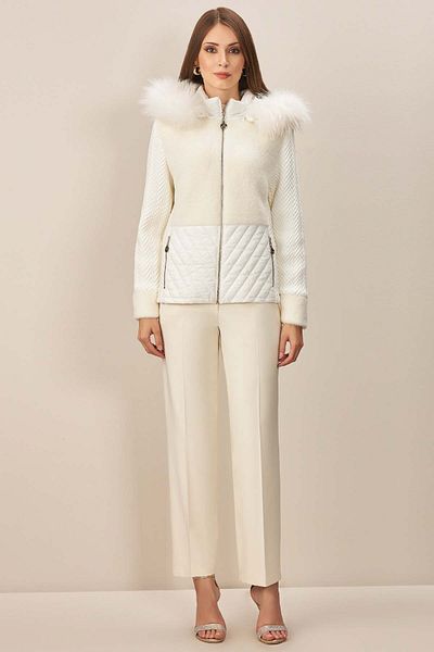 Guitar Hooded Ecru Woven Coat