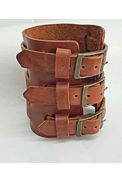 aysefe Gerçek Deri 3 Kemerli Geniş Osmanlı Bileklik