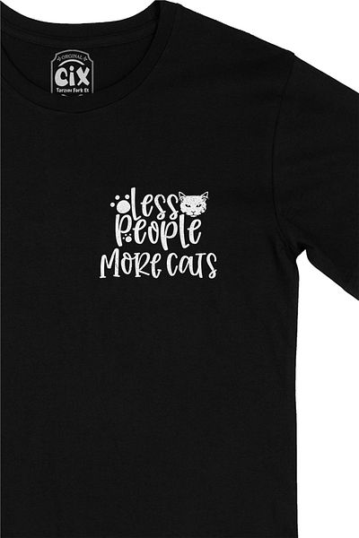 Cix Μαύρο T-Shirt Az Human - Σχέδιο λογότυπου τσέπης με πολλές γάτες