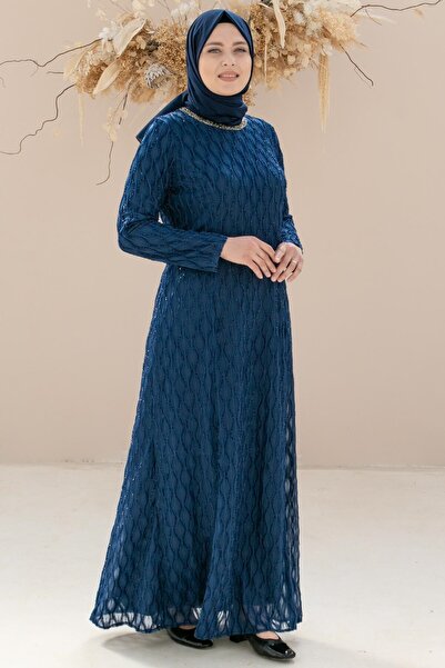 SUBU TASARIM Синій вечірній костюм з блискітками - з обробкою камінням TBS2232