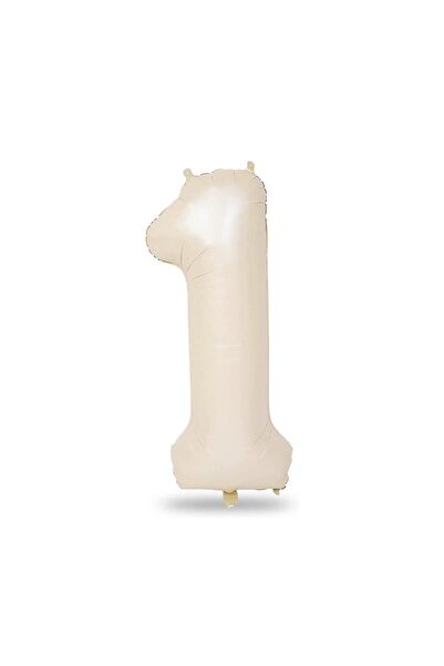 Öz-bal 1 Yaş Krem 34 Inç 76 Cm Krem Renk Folyo Rakam Balon - Büyük Boy Krem R...